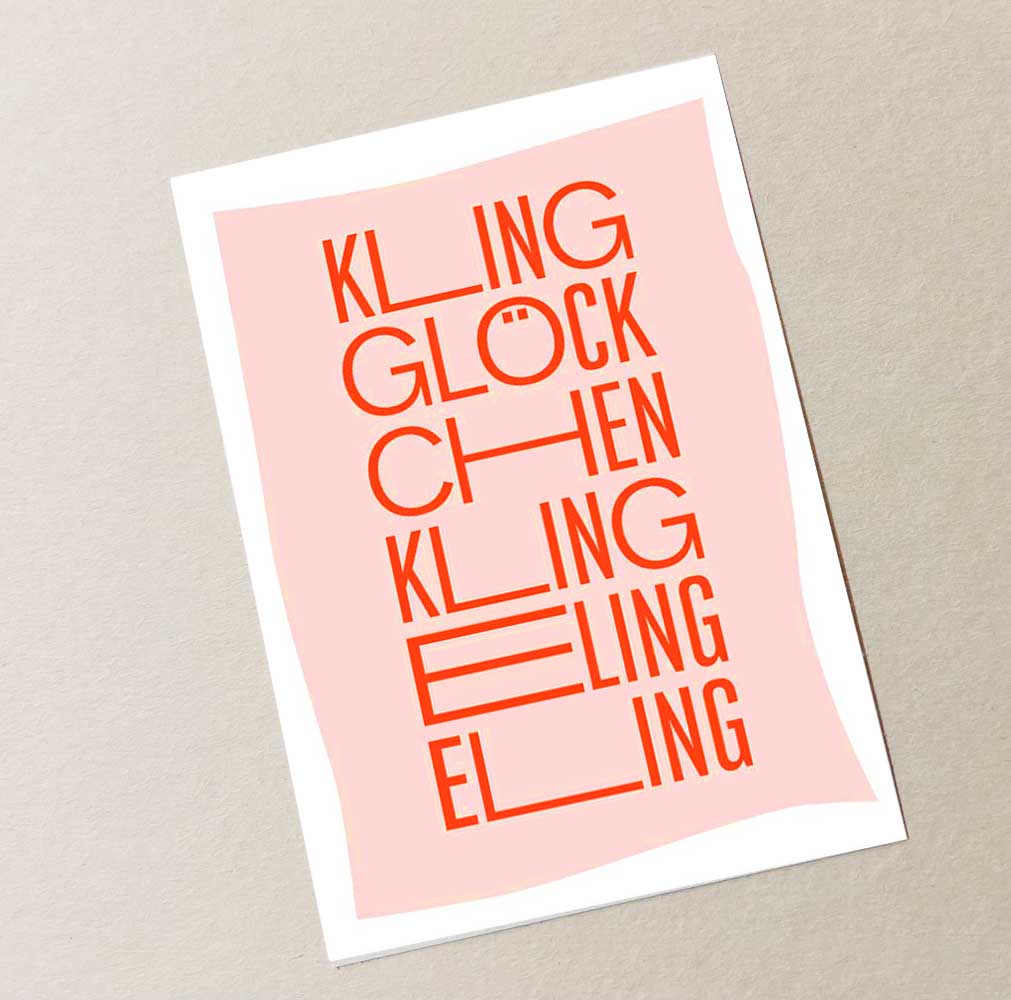 Klingglöckchen - Postkarte mit Neondruck