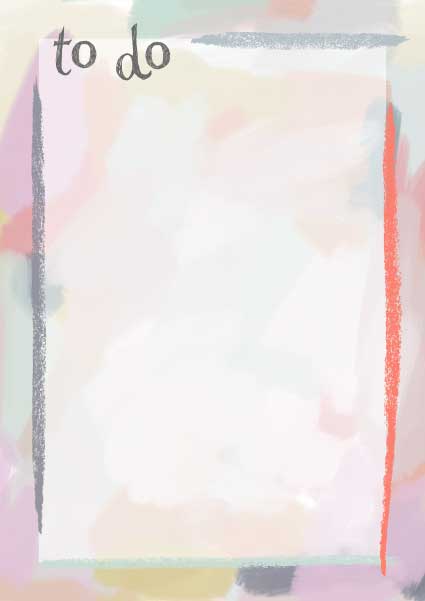 A5 Notizblock im Aquarell-Look und rosa-orange. Text: To Do