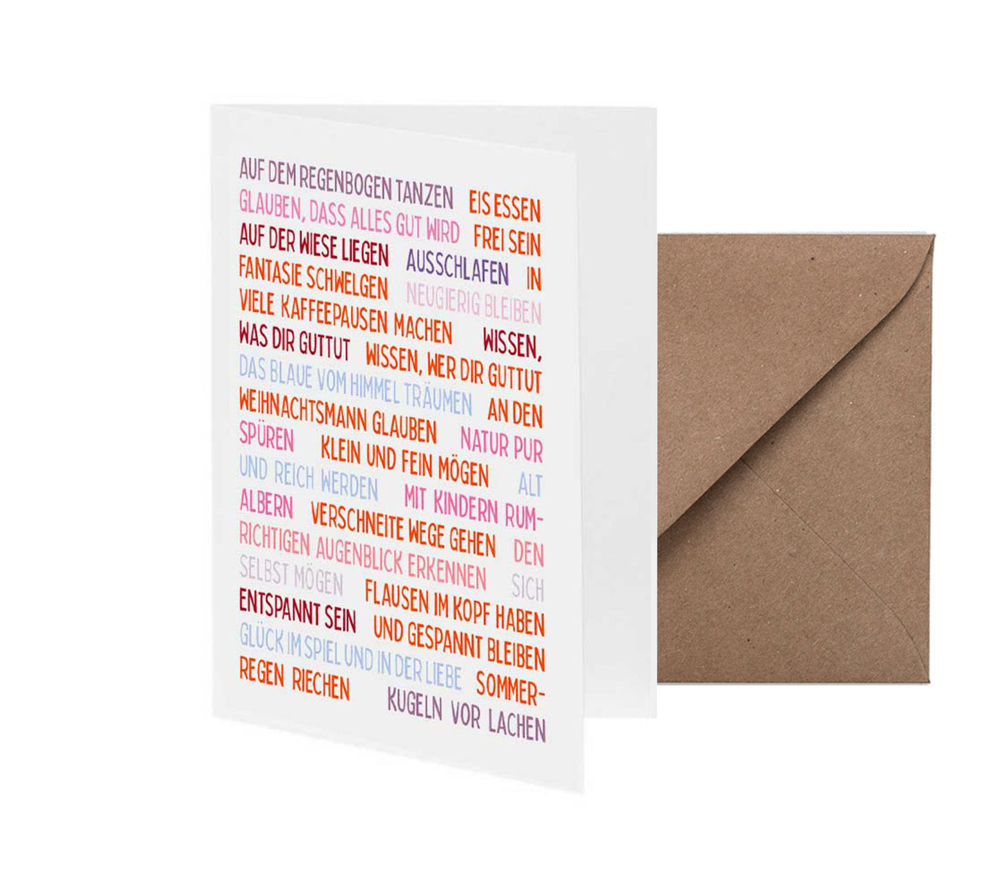 Klappkarte Auf dem Regebogen tanzen