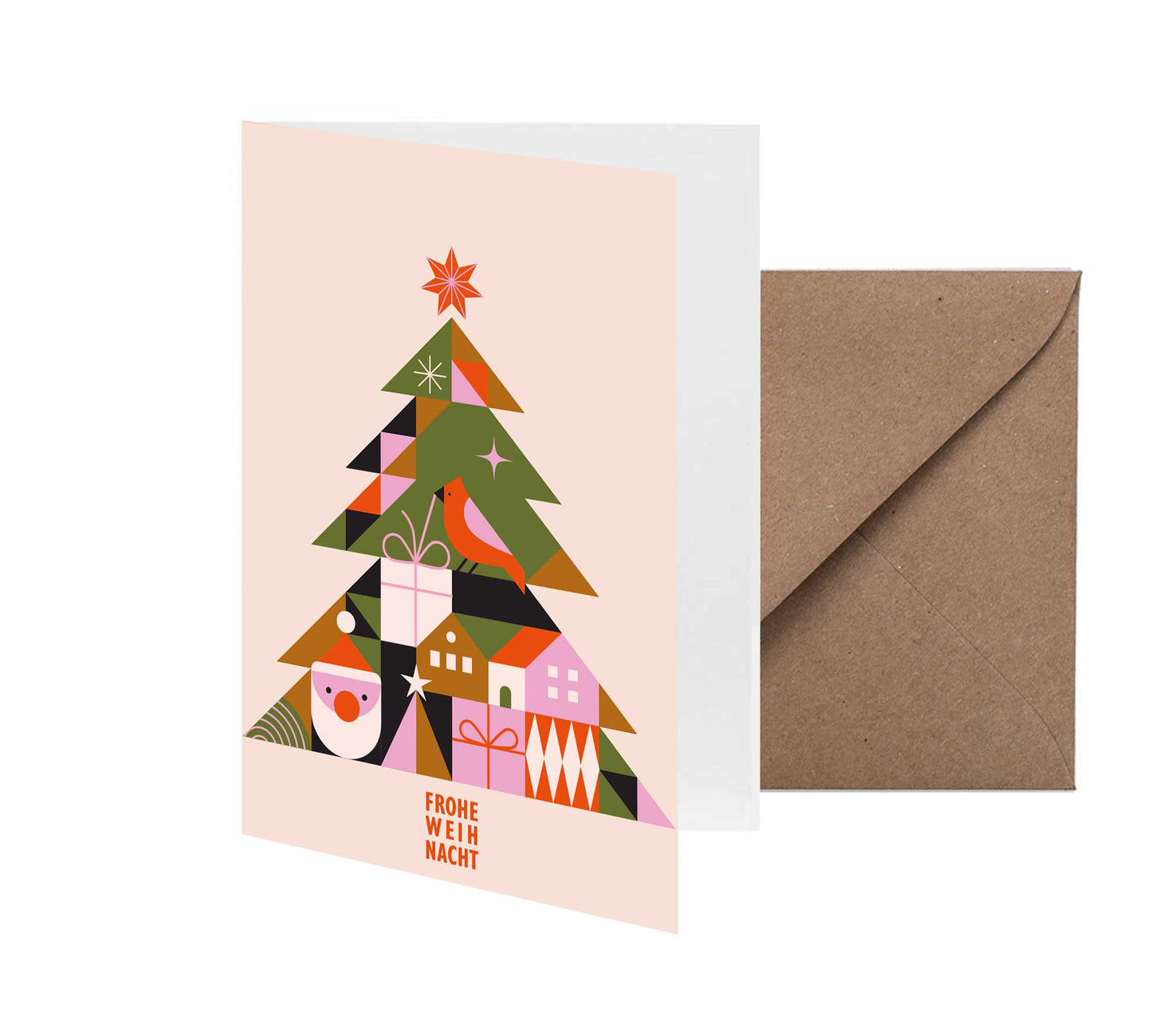 Frohe Weihnachten Grafischer Baum - Mit Neondruck