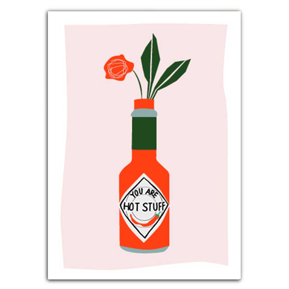 Postkarte "You are hot Stuff" mit Neondruck