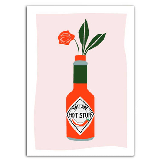 Postkarte "You are hot Stuff" mit Neondruck