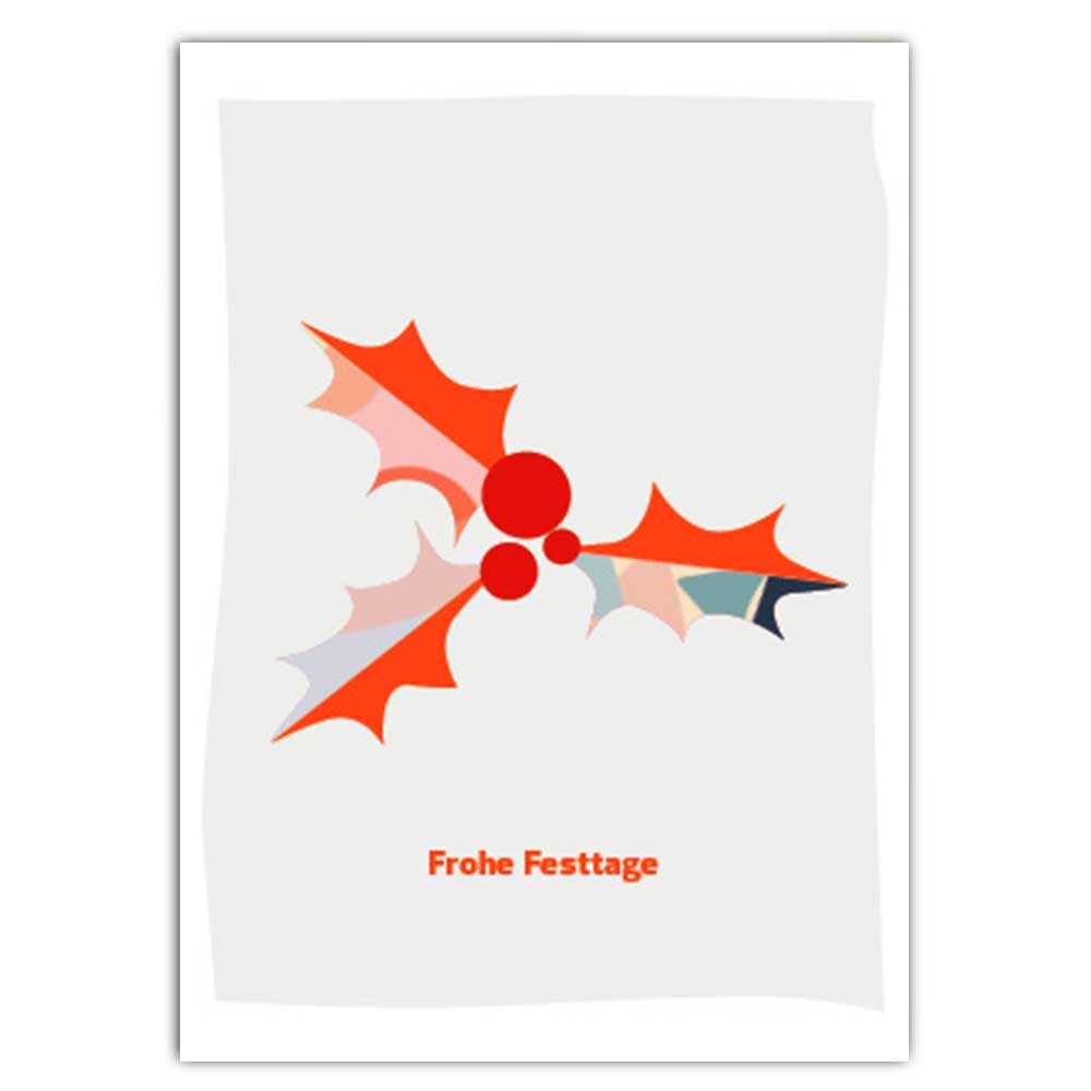 Postkarte "Frohe Festtage" mit Neondruck