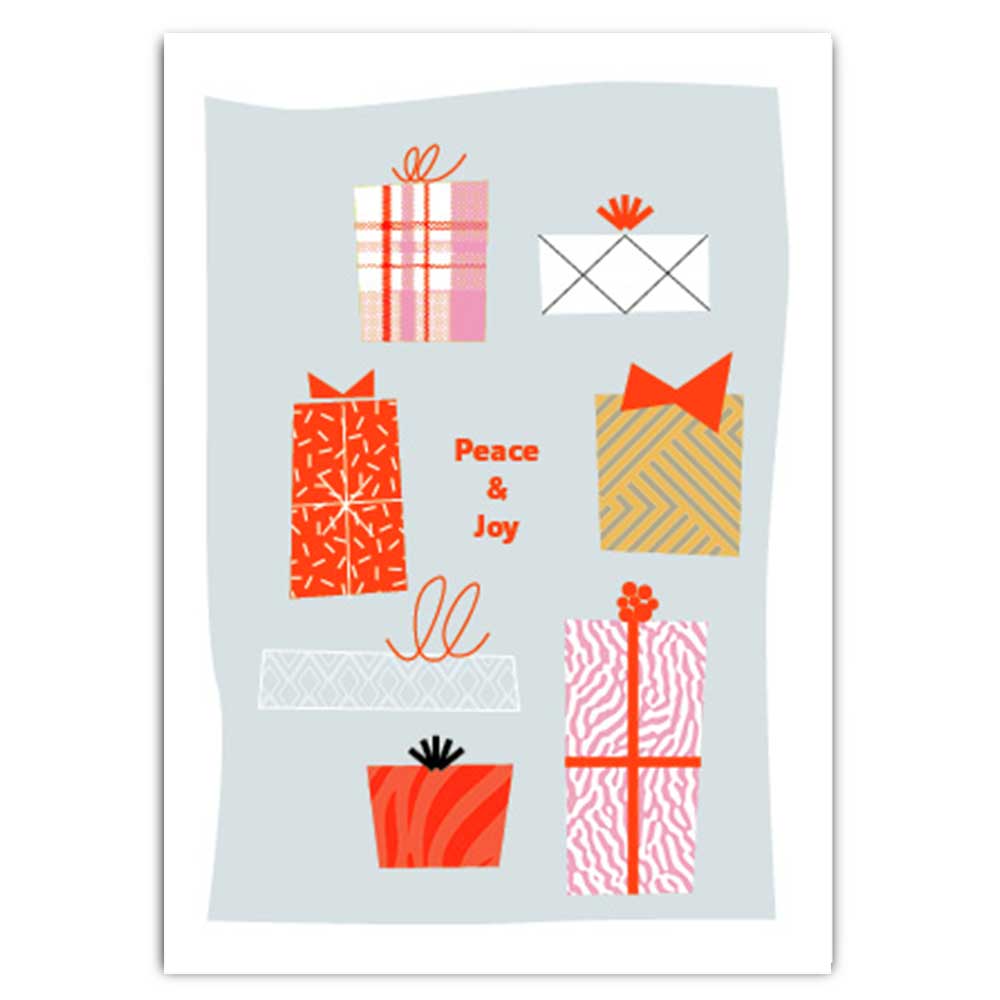 Postkarte "Peace & Joy" mit Neondruck