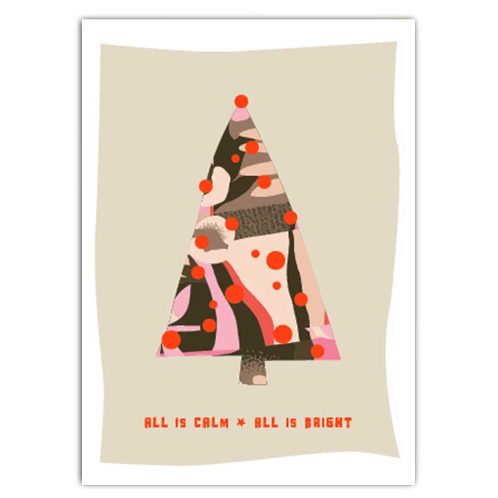 Postkarte "All is calm, all is bright" mit Neondruck