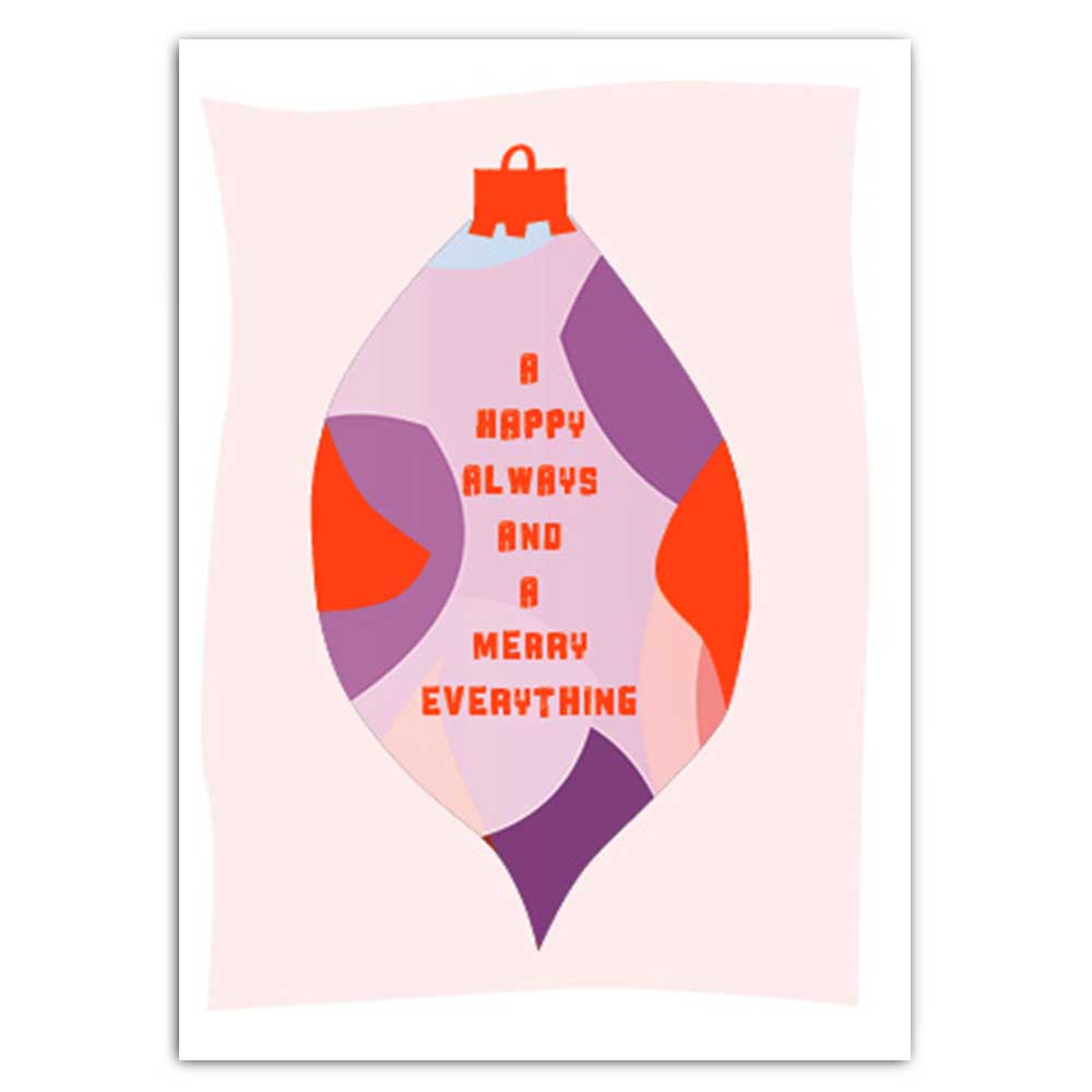 Postkarte "a happy always and a merry everything" mit Neondruck