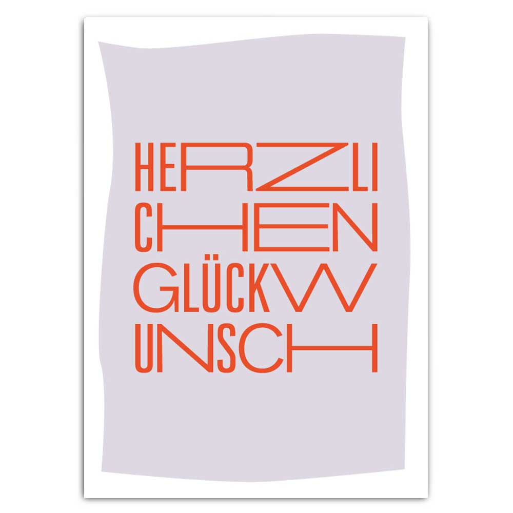 Herzlichen Glückwunsch - Postkarte mit Neondruck