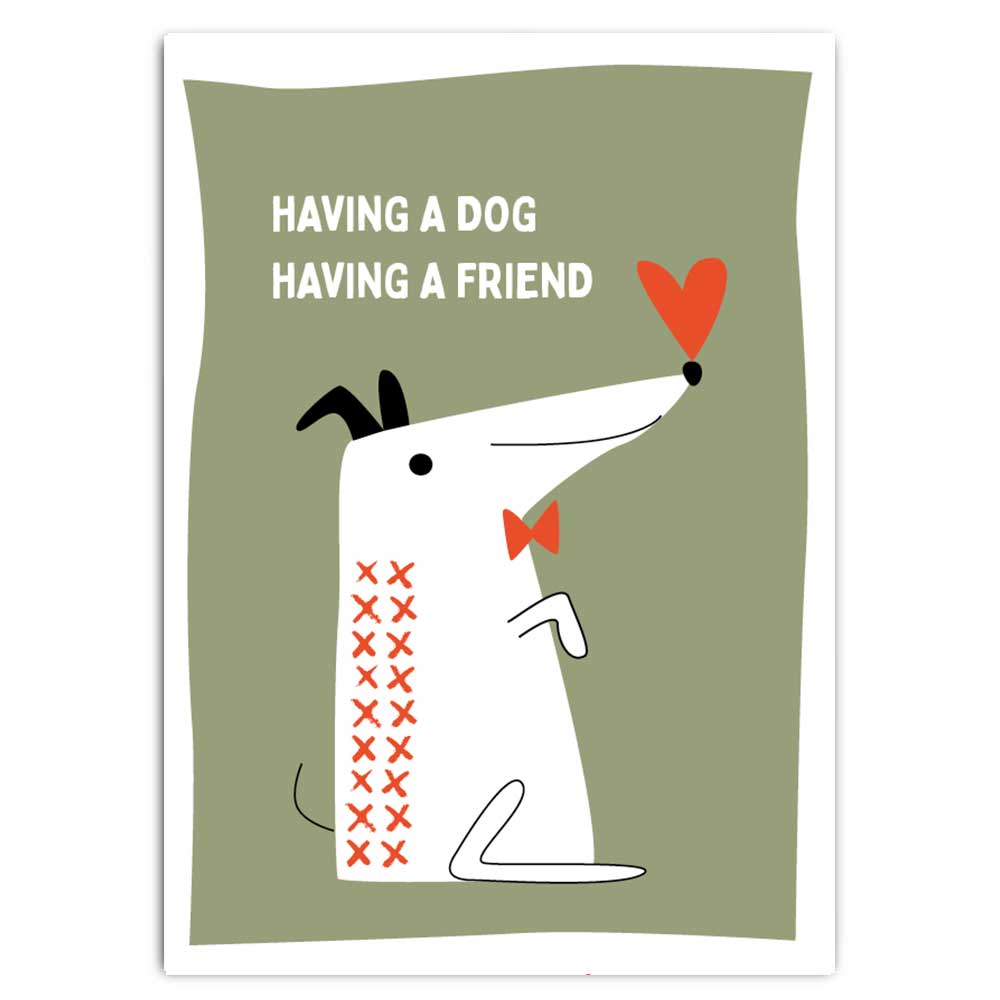 Dog Friend - Postkarte mit Neondruck