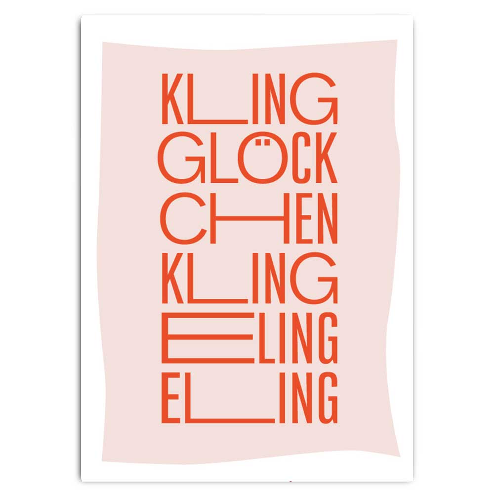 Klingglöckchen - Postkarte mit Neondruck