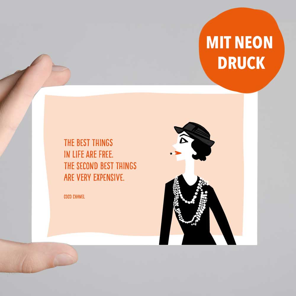 Postkarte mit Neondruck Coco - The best things...