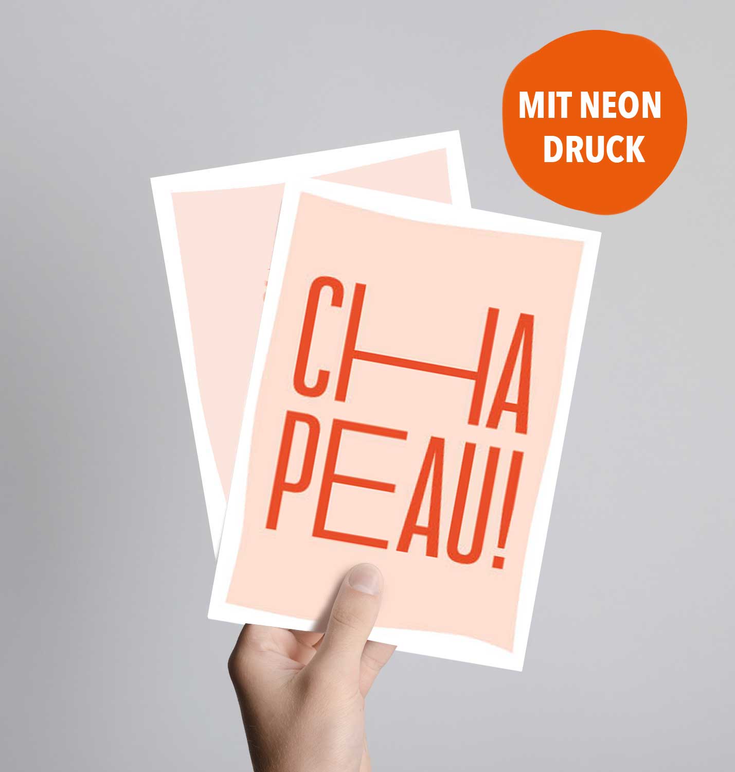 Postkarte mit Neondruck CHAPEAU
