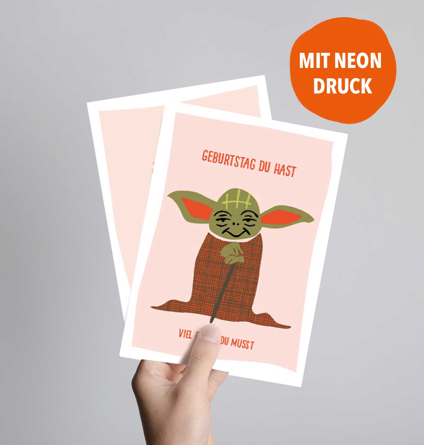 Postkarte mit Neondruck, Geburtstag du hast, viel feiern du musst