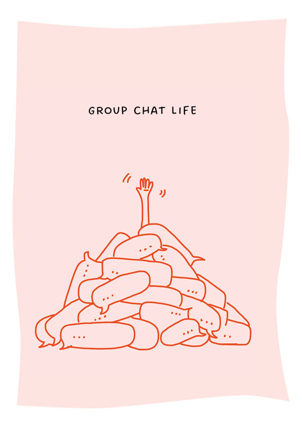 Postkarte mit Neondruck Group Chat Life