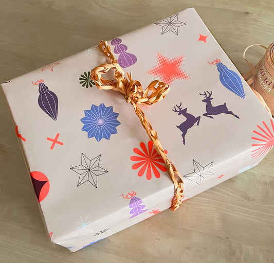 Geschenkpapier Set Weihnachten mit Neondruck