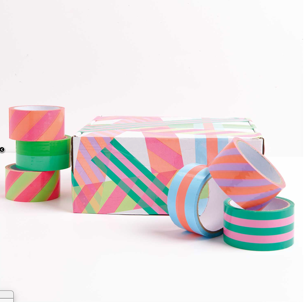 Paketband Super Tape hellblau neon orange