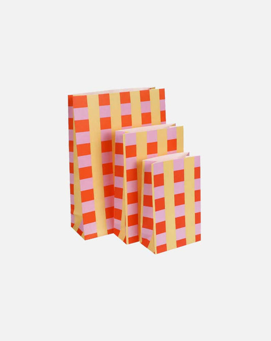 Blockbodenbeutel gestreift 6 Stück kariert rosa gelb orange (Kopie)