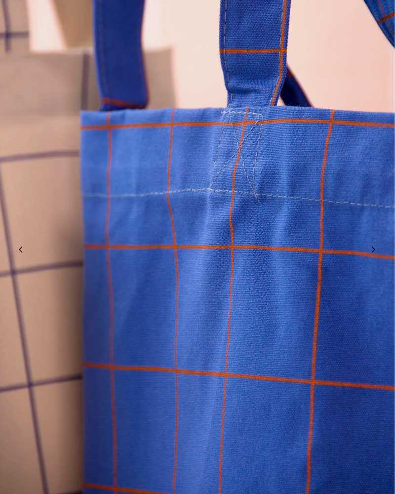 Baumwolltasche Kobaltblau kariert