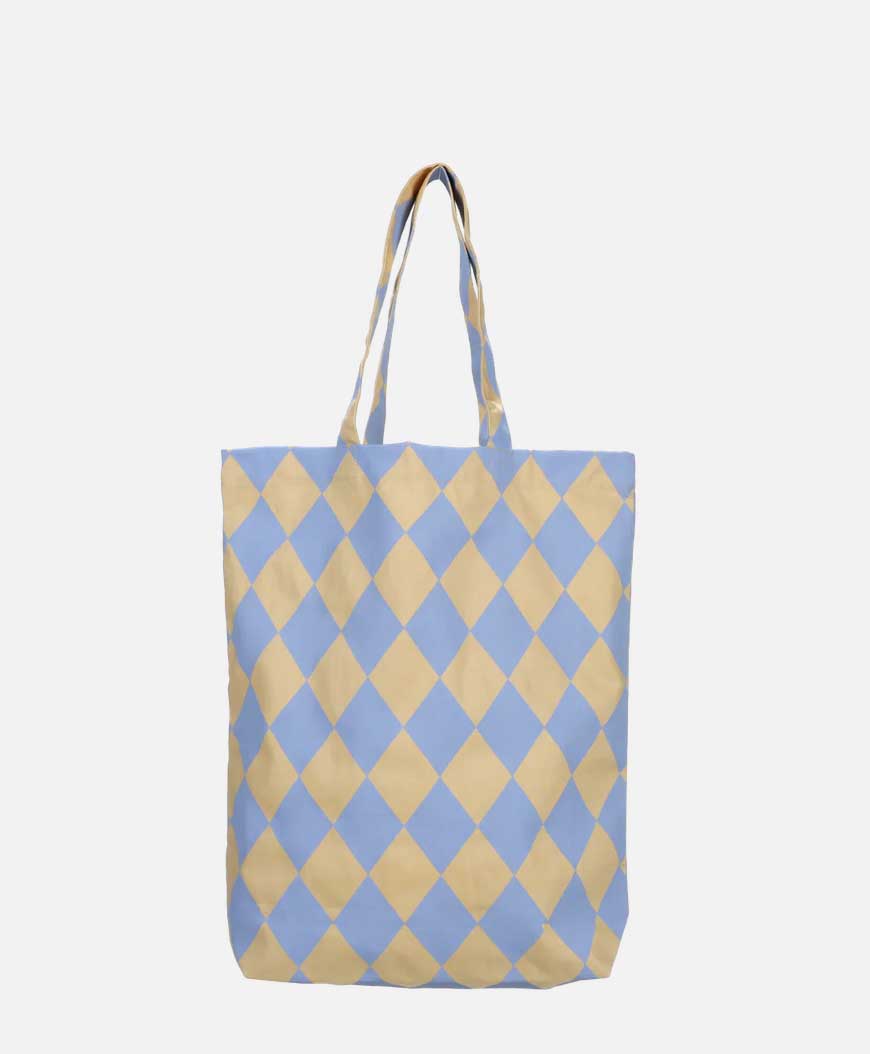 Baumwolltasche Raute eisblau ecru