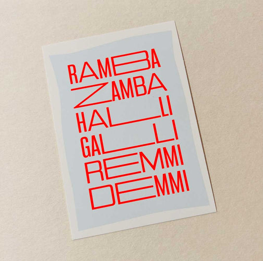 RambaZamba - Postkarte mit Neondruck