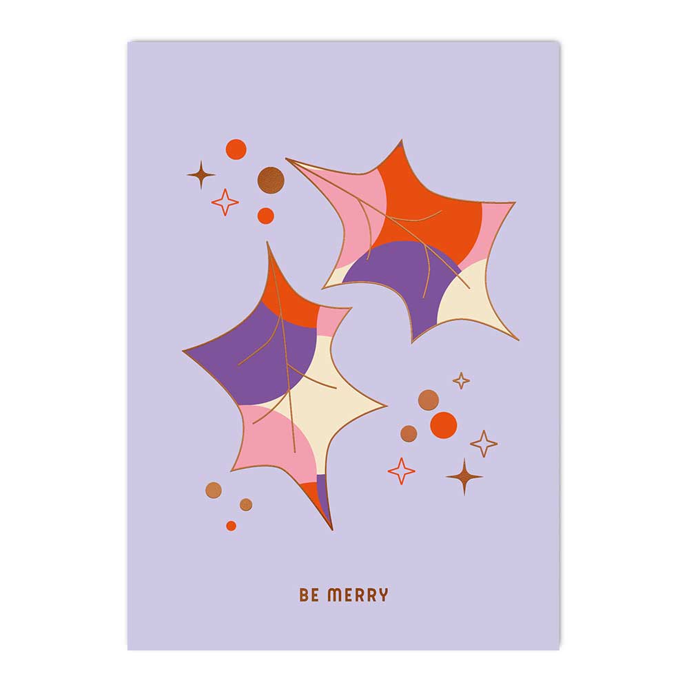 Postkarte Be Merry Ilexblatt