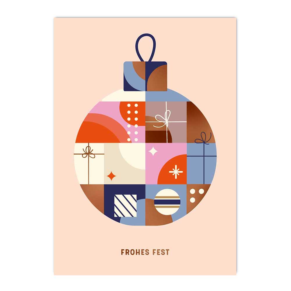 Postkarte Baum mit geometrischen Muster