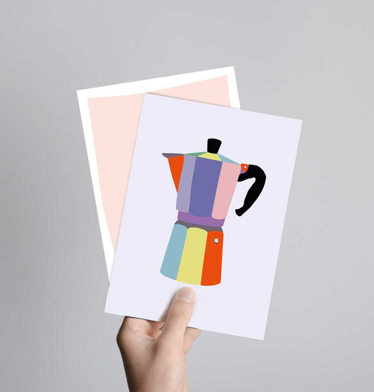 Postkarte mit Neondruck Caffetiera