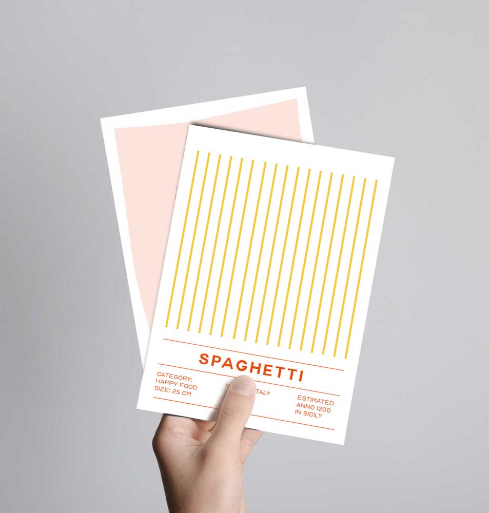 Postkarte mit Neondruck Spaghetti