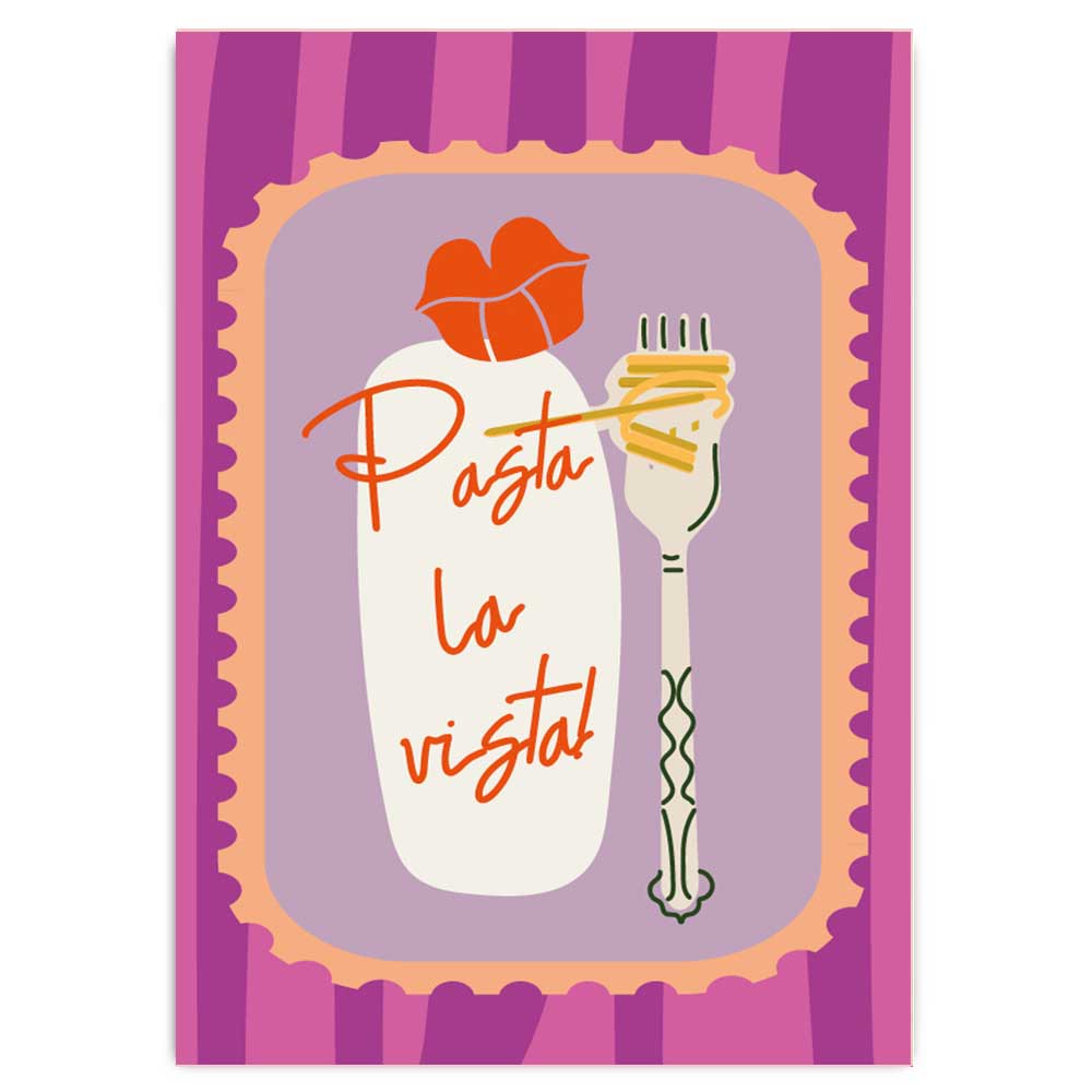 Postkarte mit Neondruck Pasta la vista
