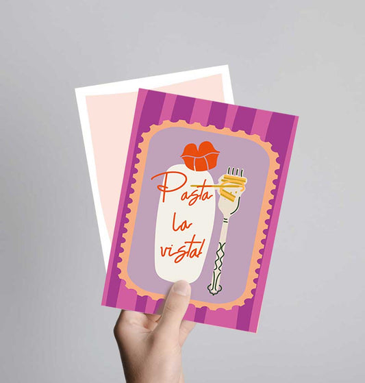Postkarte mit Neondruck Pasta la vista
