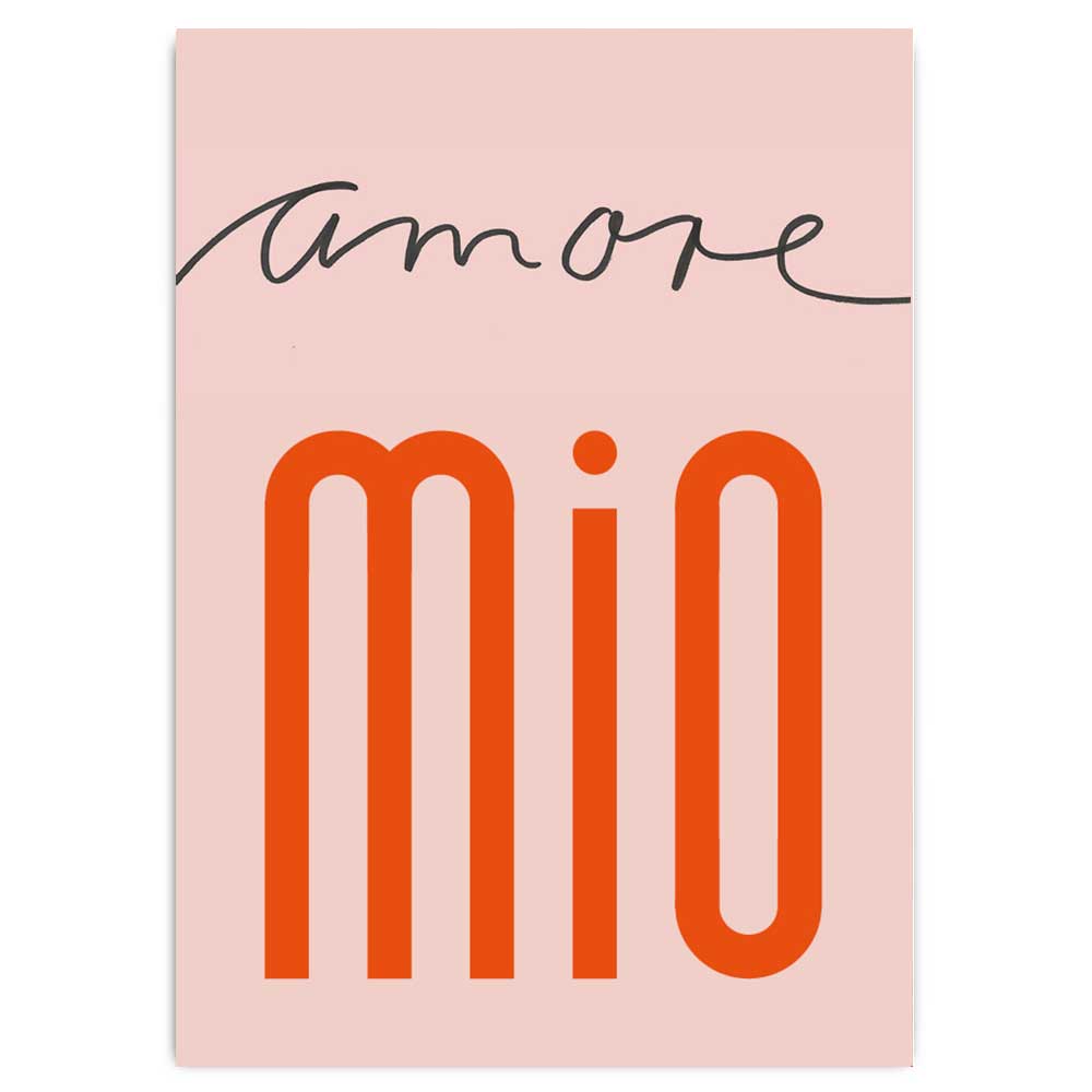 Postkarte mit Neondruck Amore Mio
