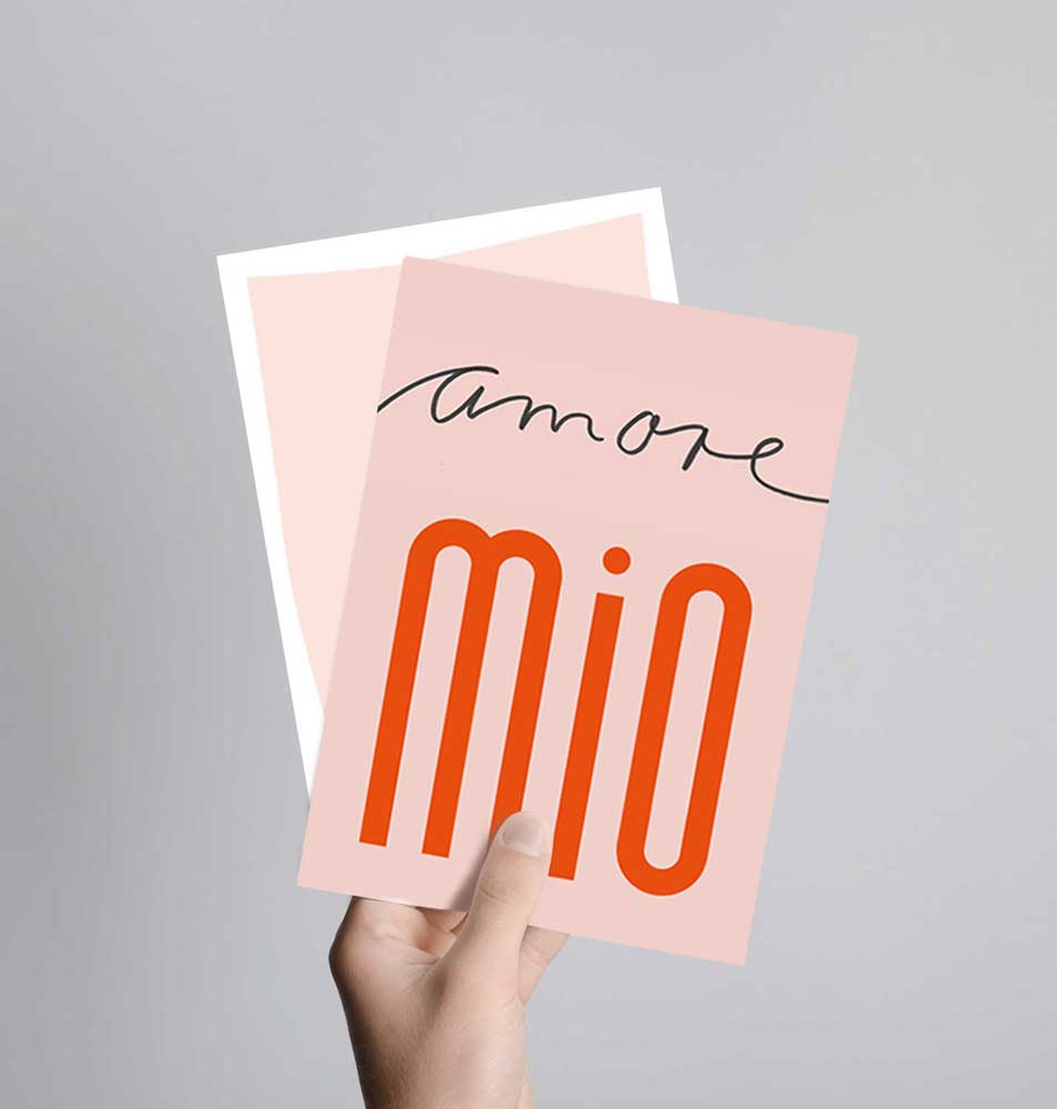 Postkarte mit Neondruck Amore Mio