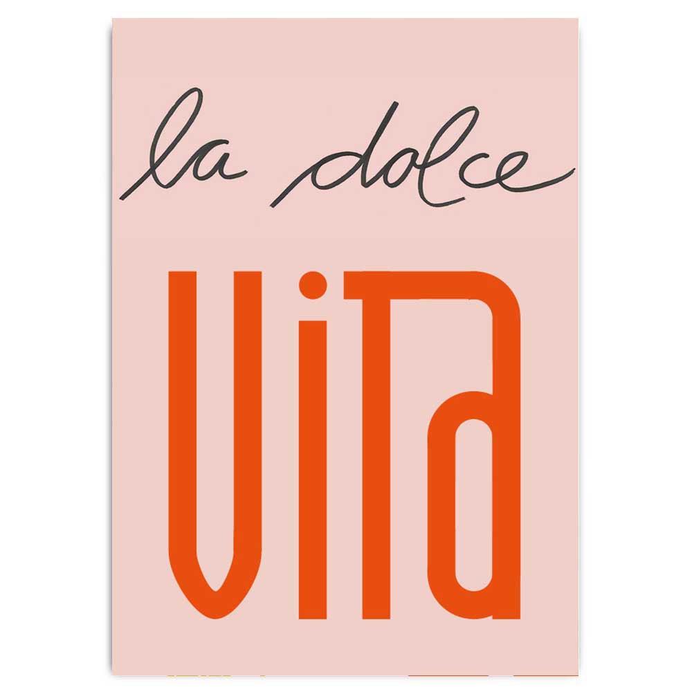 Postkarte mit Neondruck Pasta La dolce Vita