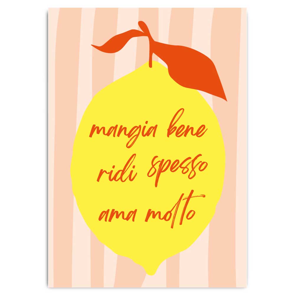 Postkarte mit Neondruck Mangia bene