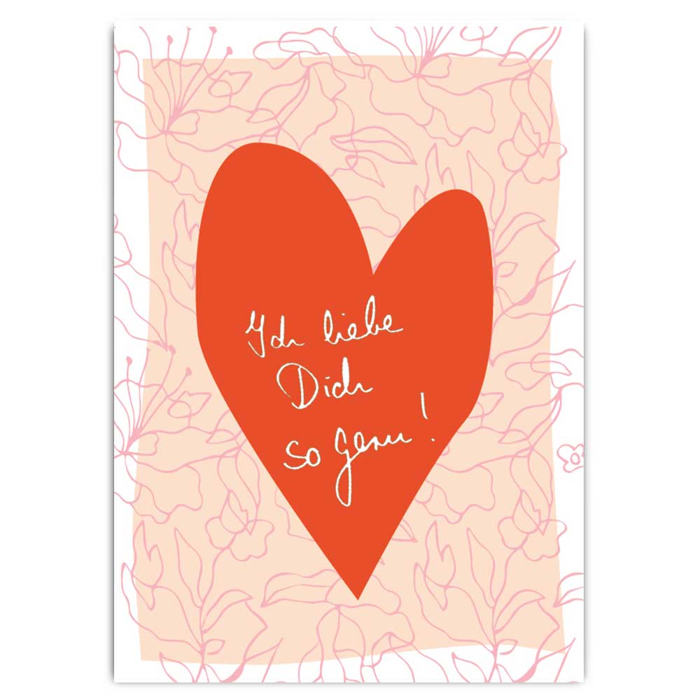 Ich liebe dich so gern, Postkarte mit Neondruck