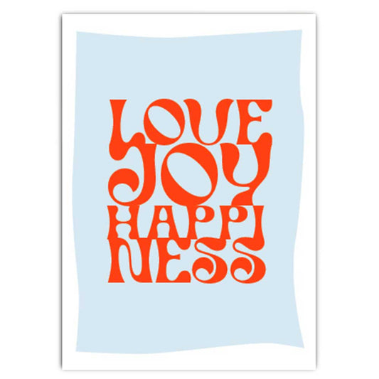 Postkarte "Love Joy Happyness" mit Neondruck