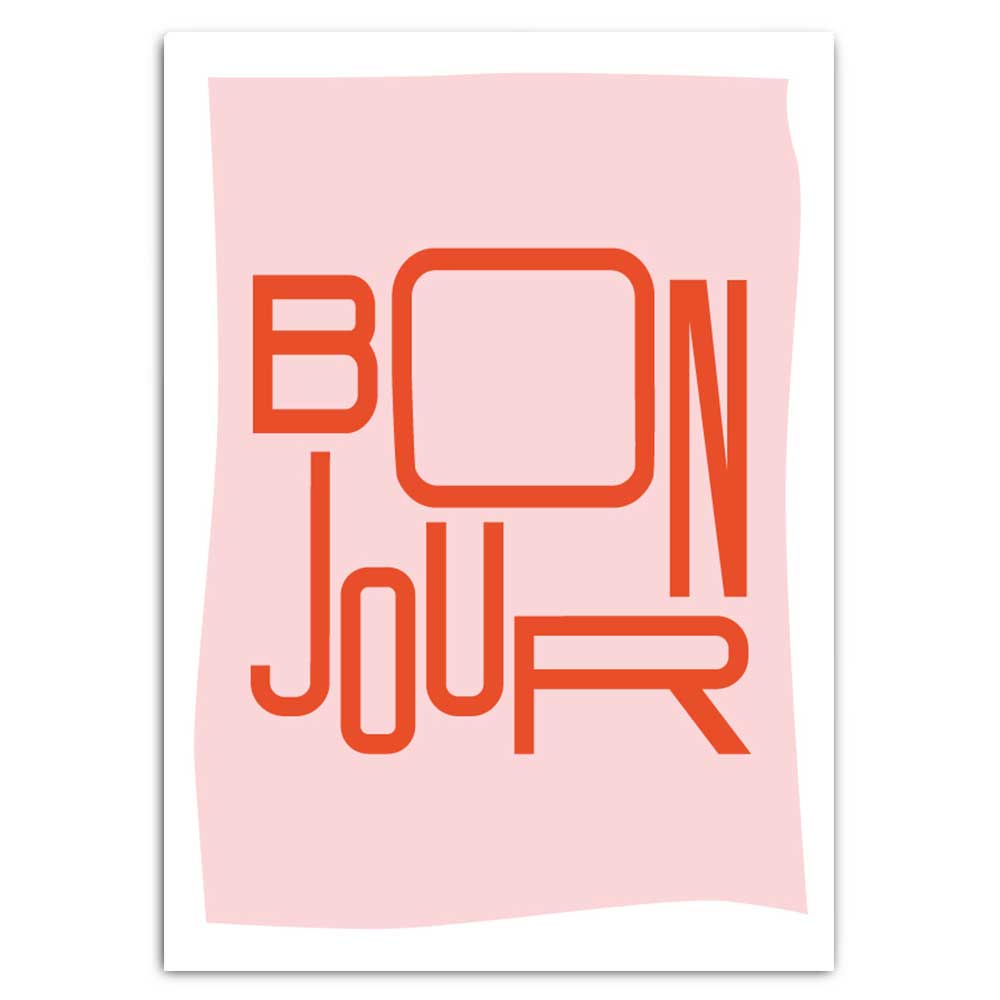 Bon Jour - Postkarte mit Neondruck