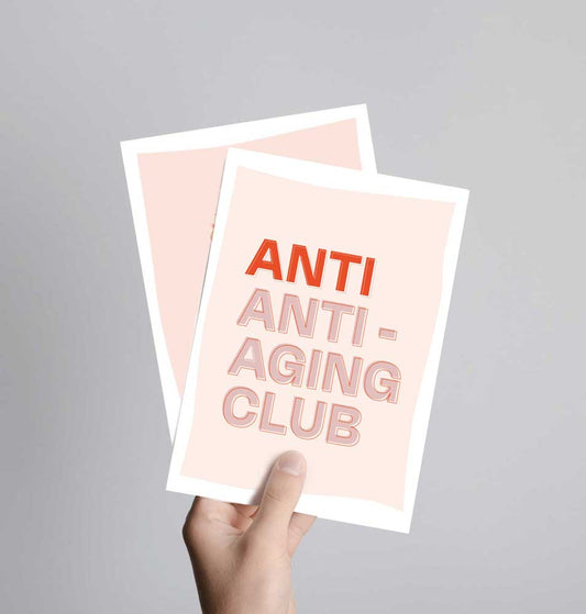Postkarte mit Neondruck Anti Anti-Aging Club