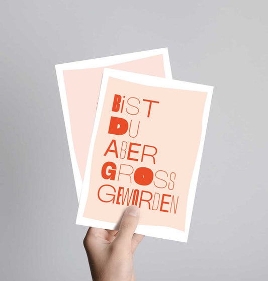 Postkarte mit Neondruck Bist du aber groß geworden