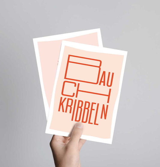 Postkarte mit Neondruck Bauchkribbeln