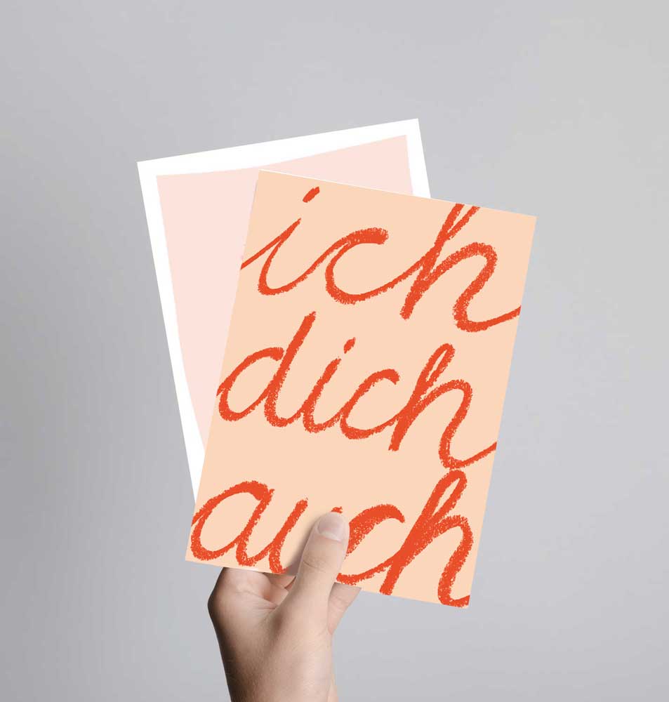 Postkarte mit Neondruck Ich dich auch