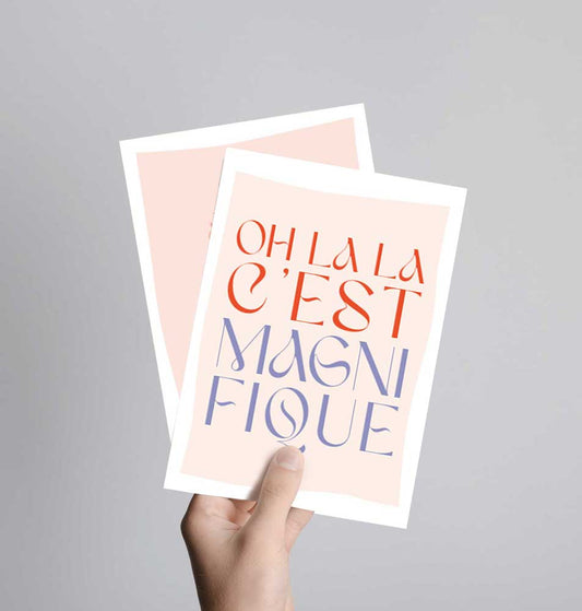 Postkarte mit Neondruck Oh lala, c'est magnifique