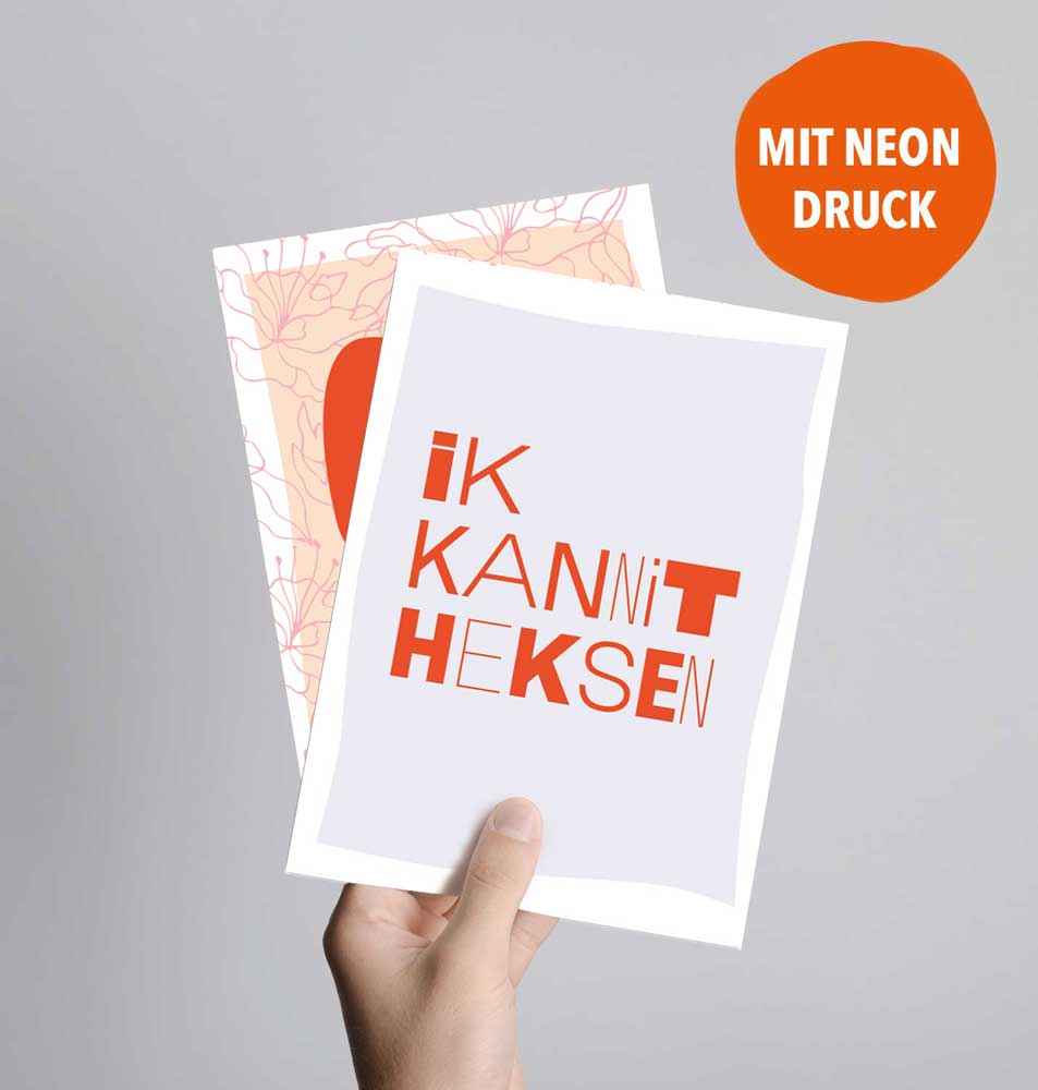 Postkarte Ik kann niet heksen.