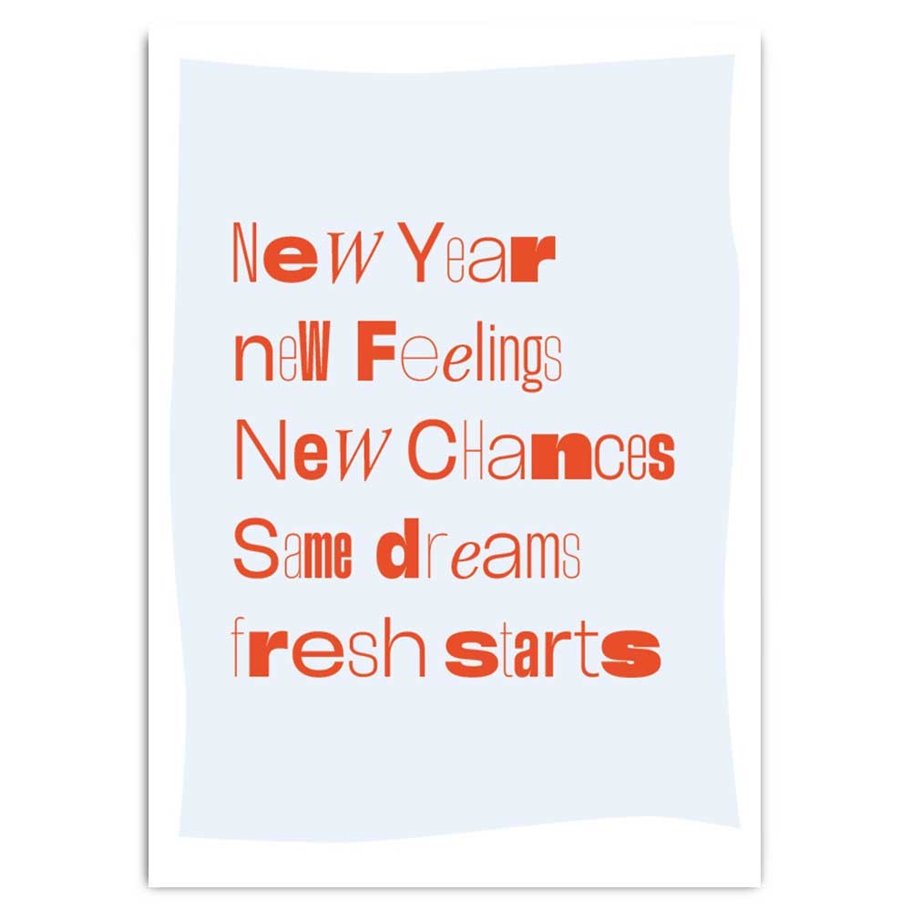 New Year, New Feelings, Postkarte mit Neondruck