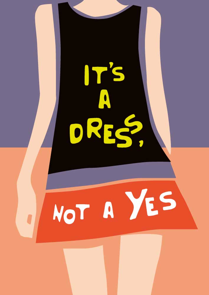 Ist a Dress not a Yes; Postkarte A6 mit Neondruck