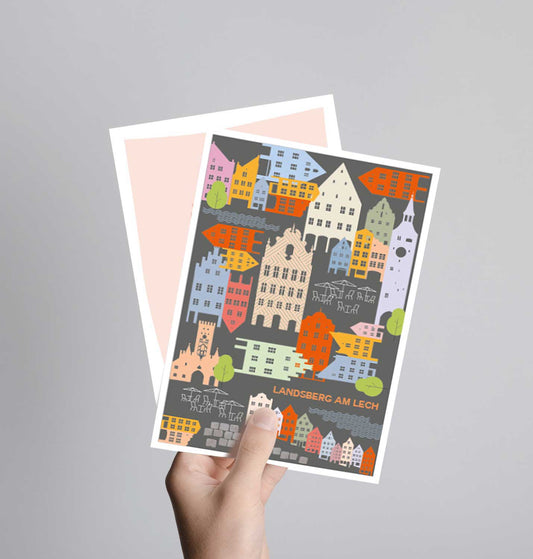 Landsberg Postkarte mit Neondruck // Sampler