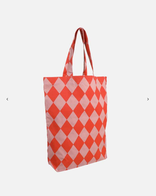 Baumwolltasche Rauten orange-beige