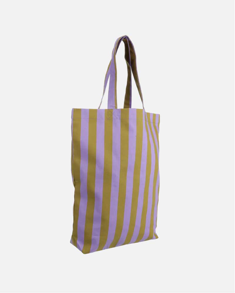 Baumwolltasche senkrechte, breite Streifen lavendel olivgrün