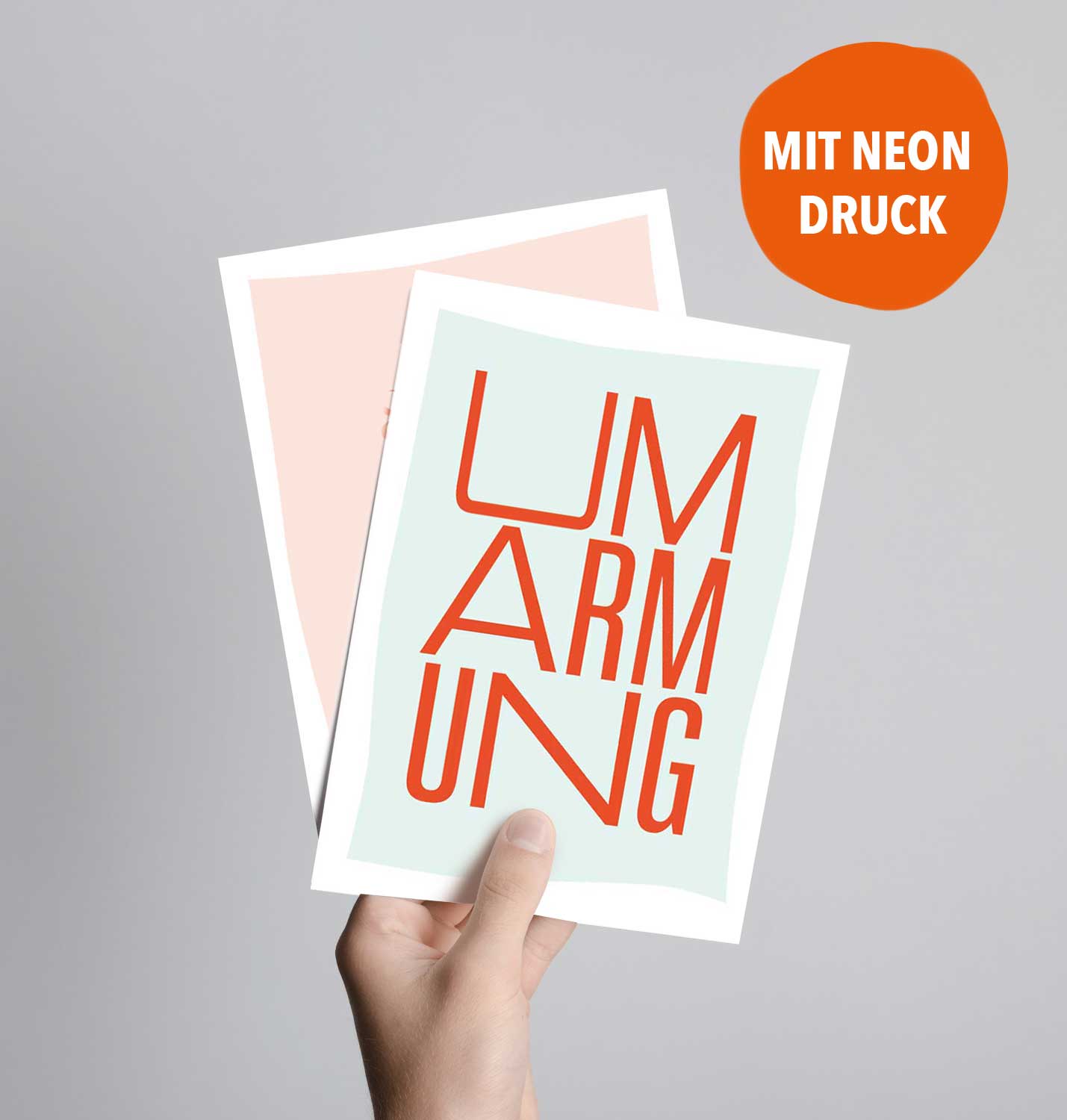 Umarmung (Postkarte mit Neondruck)