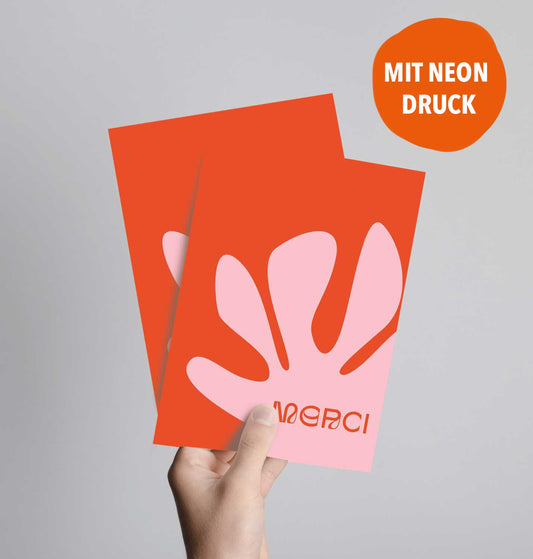 Merci Typo (Postkarte mit Neondruck)