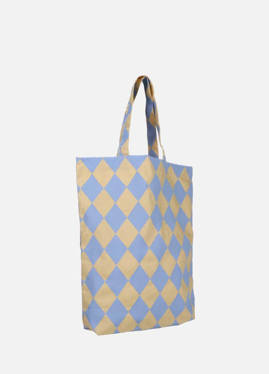 Baumwolltasche Raute eisblau ecru